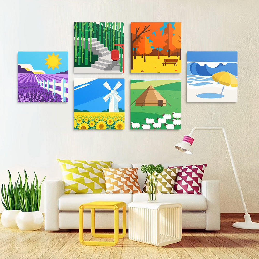 Flower Fields and Grasslands 6 Pieces Mini Paint by Numbers