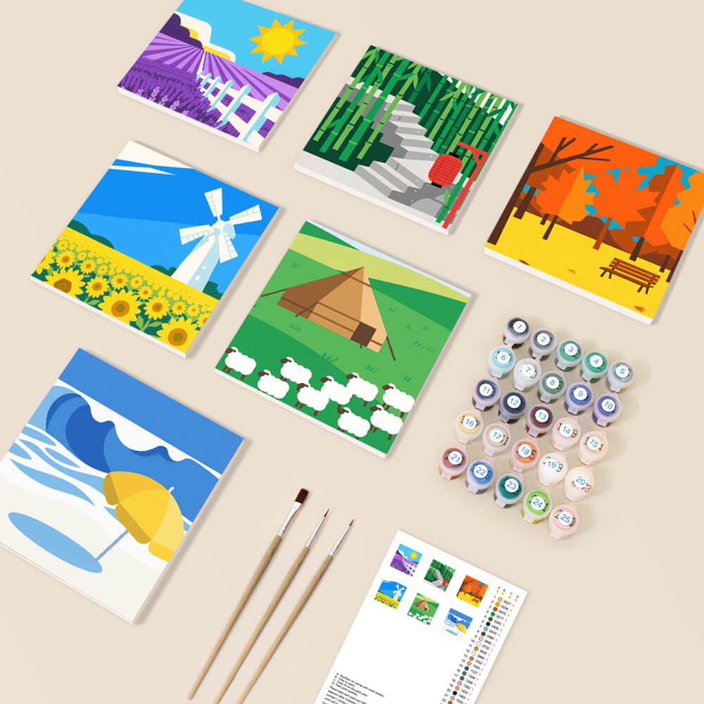 Flower Fields and Grasslands 6 Pieces Mini Paint by Numbers