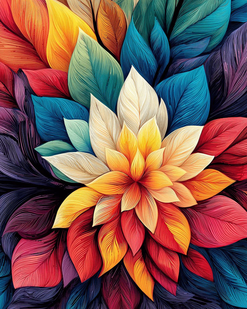 Flower Made of Colorful Leaves Paint by Numbers