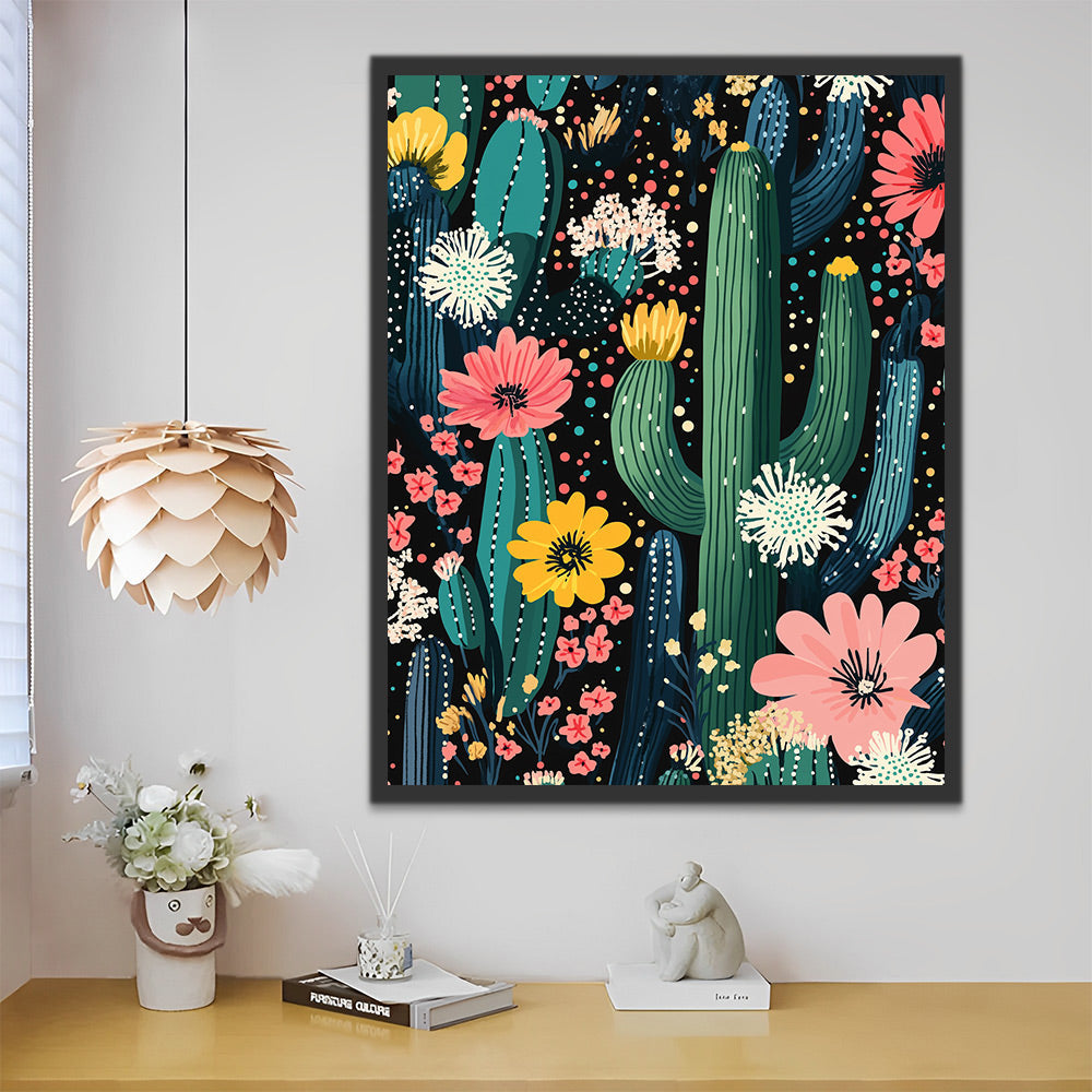 Flowering Cactus Paint by Numbers