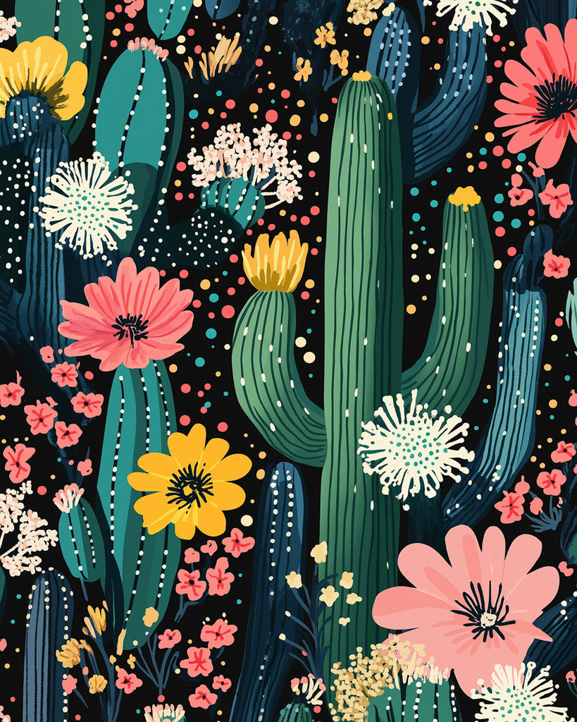 Flowering Cactus Paint by Numbers