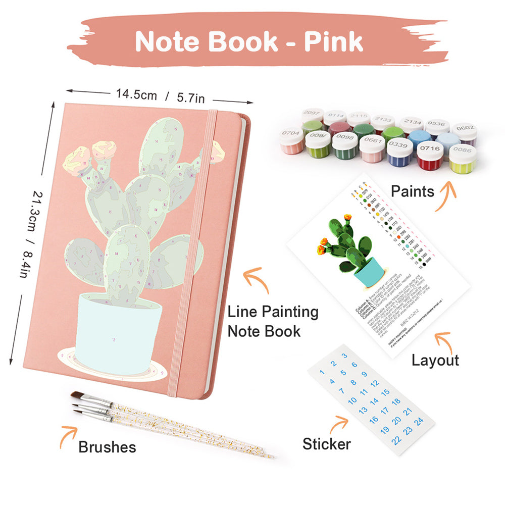 Flowering Cactus Pot Notebook Paint by Numbers