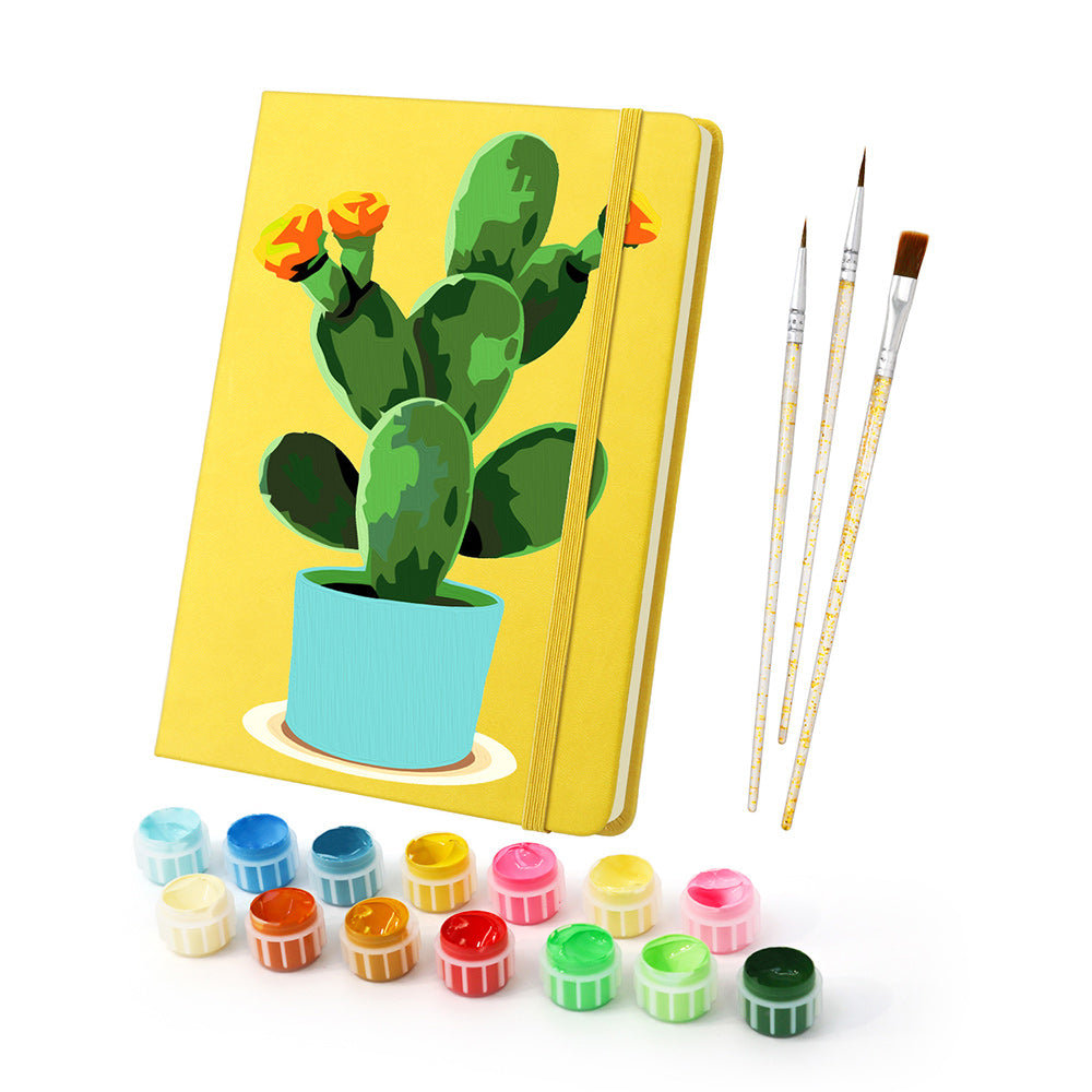 Flowering Cactus Pot Notebook Paint by Numbers