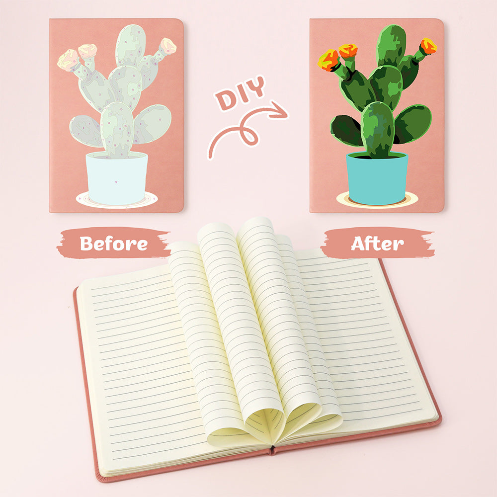 Flowering Cactus Pot Notebook Paint by Numbers
