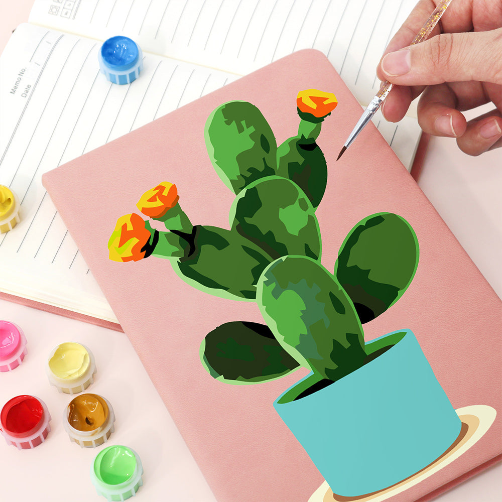 Flowering Cactus Pot Notebook Paint by Numbers