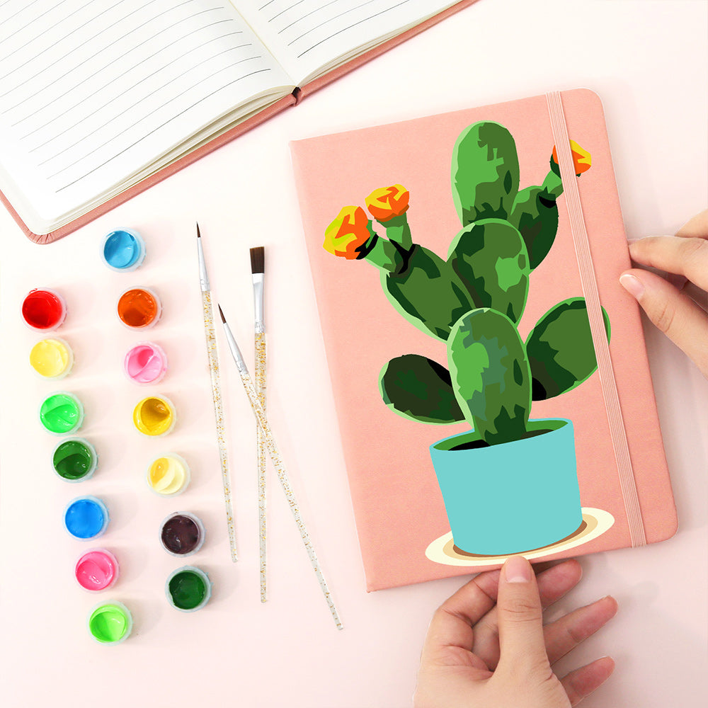 Flowering Cactus Pot Notebook Paint by Numbers