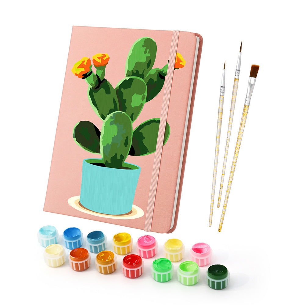 Flowering Cactus Pot Notebook Paint by Numbers