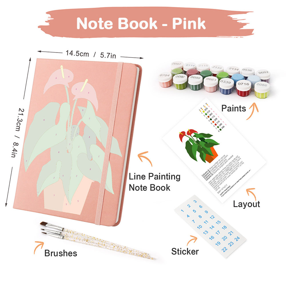 Flowering Green Potted Plants Notebook Paint by Numbers