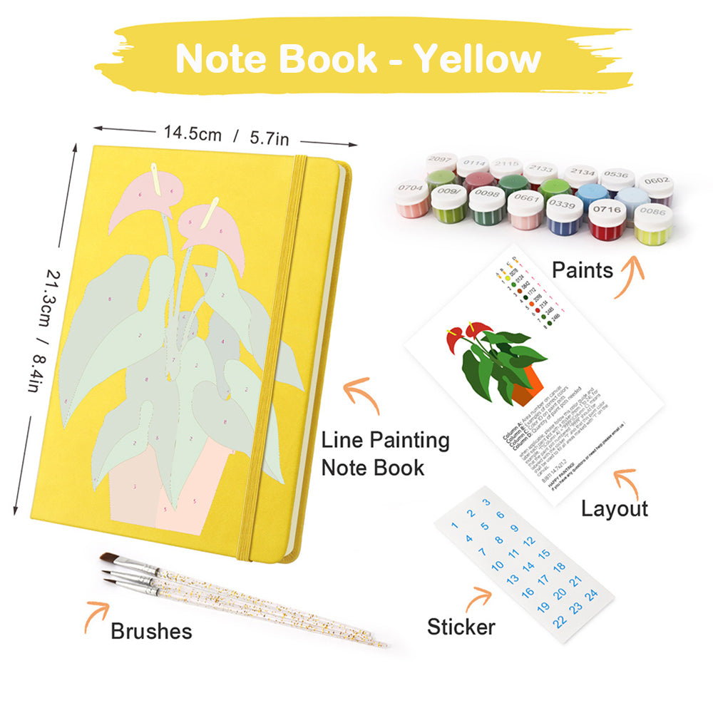 Flowering Green Potted Plants Notebook Paint by Numbers