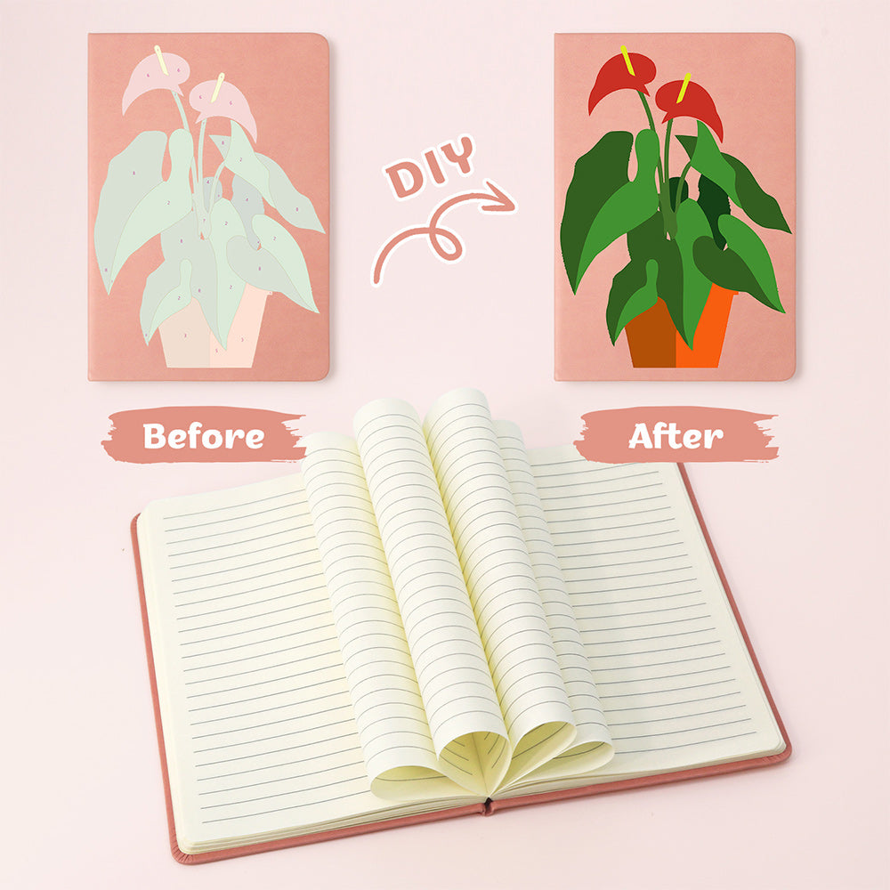 Flowering Green Potted Plants Notebook Paint by Numbers