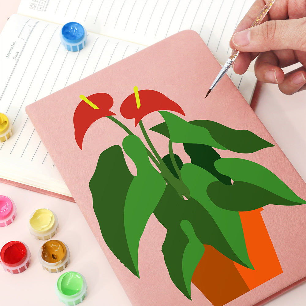 Flowering Green Potted Plants Notebook Paint by Numbers