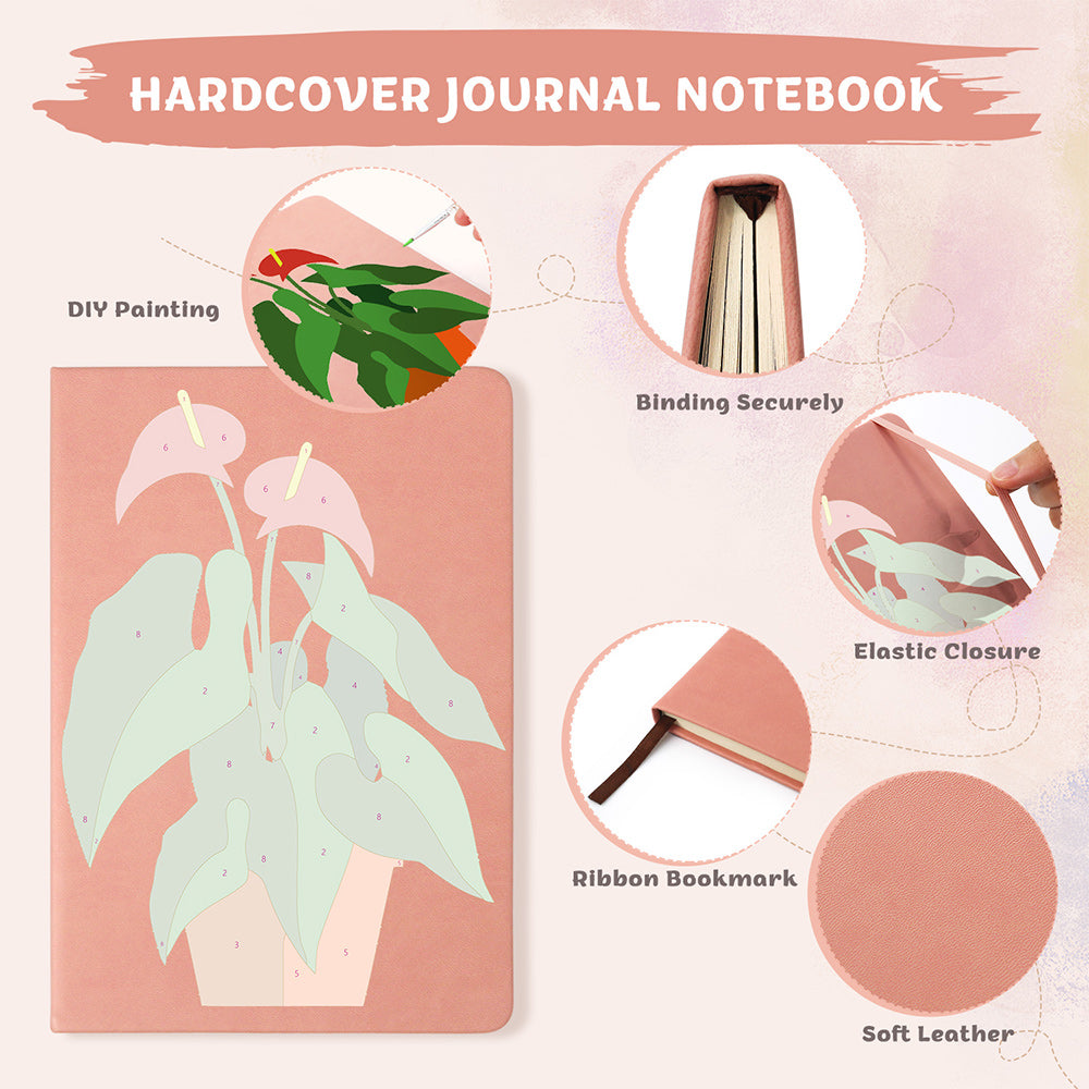 Flowering Green Potted Plants Notebook Paint by Numbers