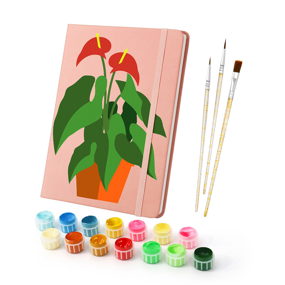 Flowering Green Potted Plants Notebook Paint by Numbers