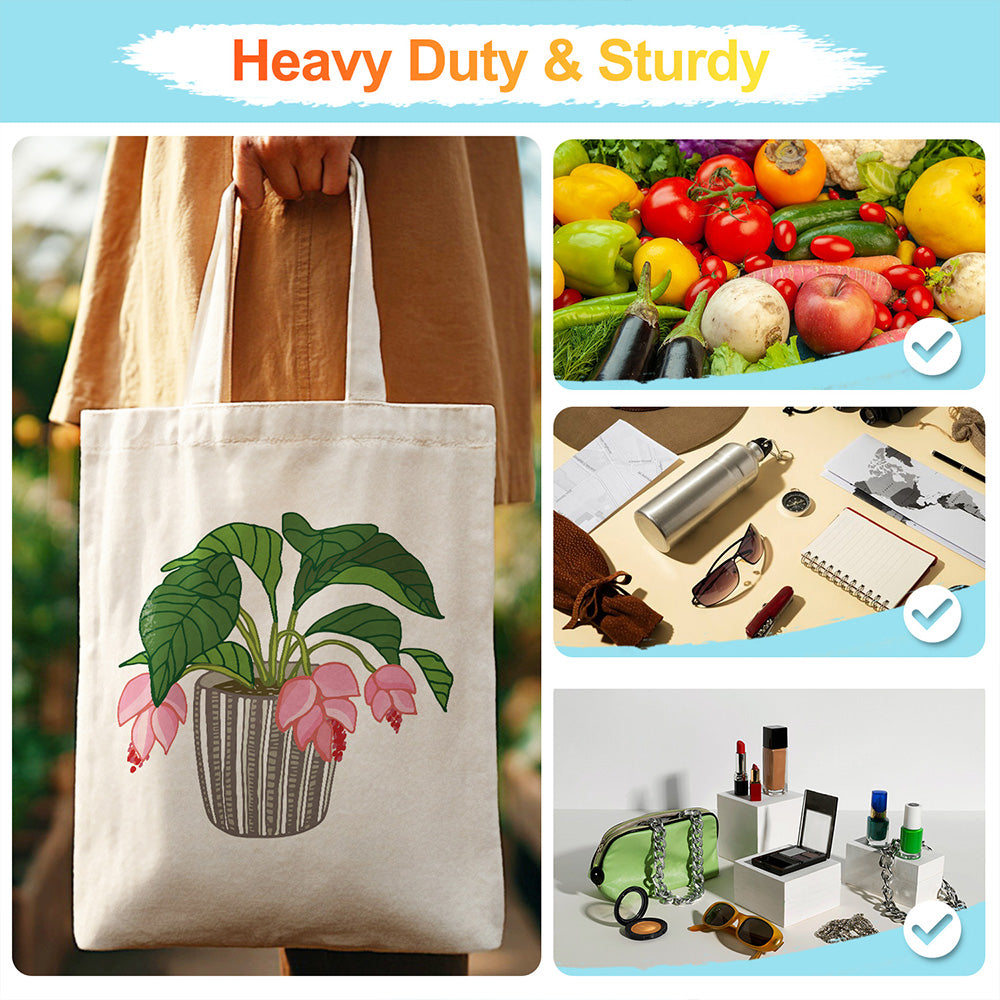 Flowers and Leaves in Glass Vase Canvas Tote Bag Paint by Numbers
