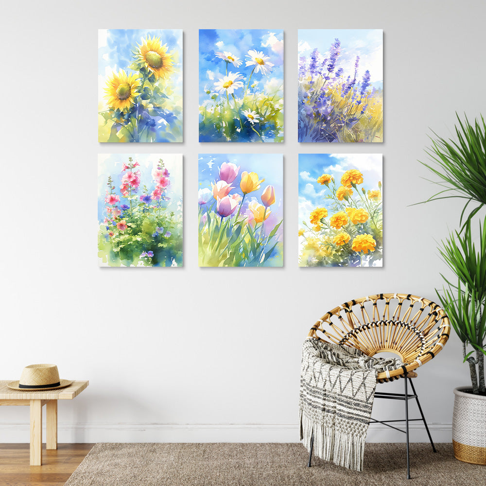 Flowers Blooming in the Wild 6 Pieces Mini Paint by Numbers