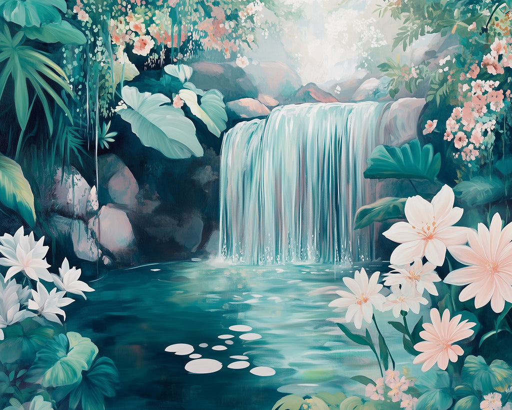 Flowers by Waterfall Paint by Numbers