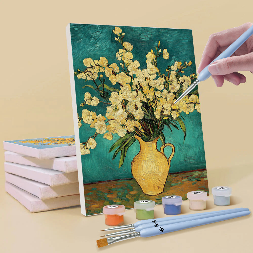 Flowers in Vases in the Style of Van Gogh 6 Pieces Mini Paint by Numbers