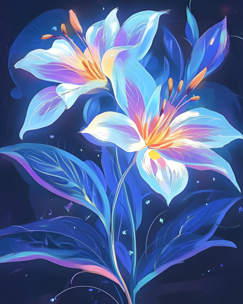 Flowers that Emit a Faint Blue Light Paint by Numbers