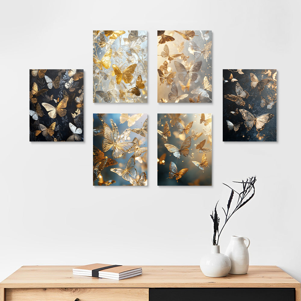Flying Delicate Butterflies 6 Pieces Mini Paint by Numbers
