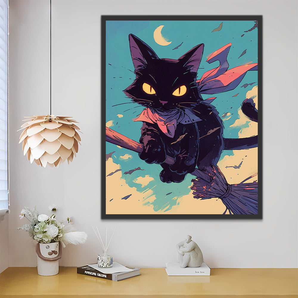 Flying Wizard Cat Paint by Numbers