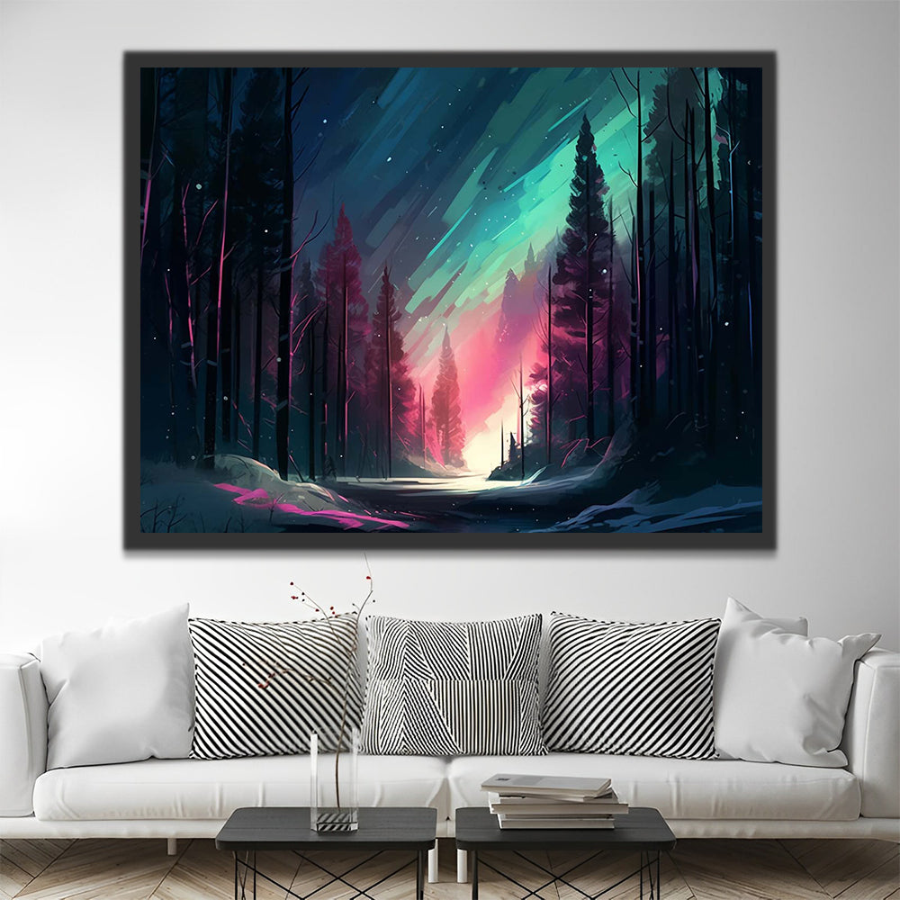 Forest and Aurora Paint by Numbers