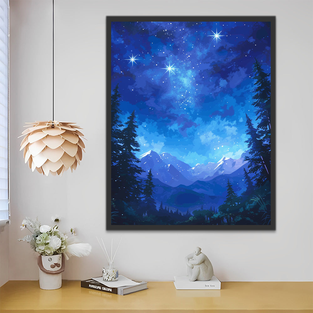 Forest and Starry Sky Paint by Numbers