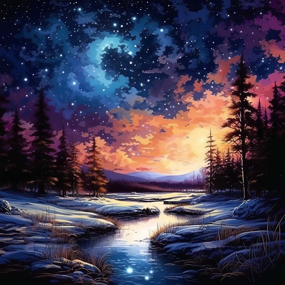 Forest under the Stars Paint by Numbers