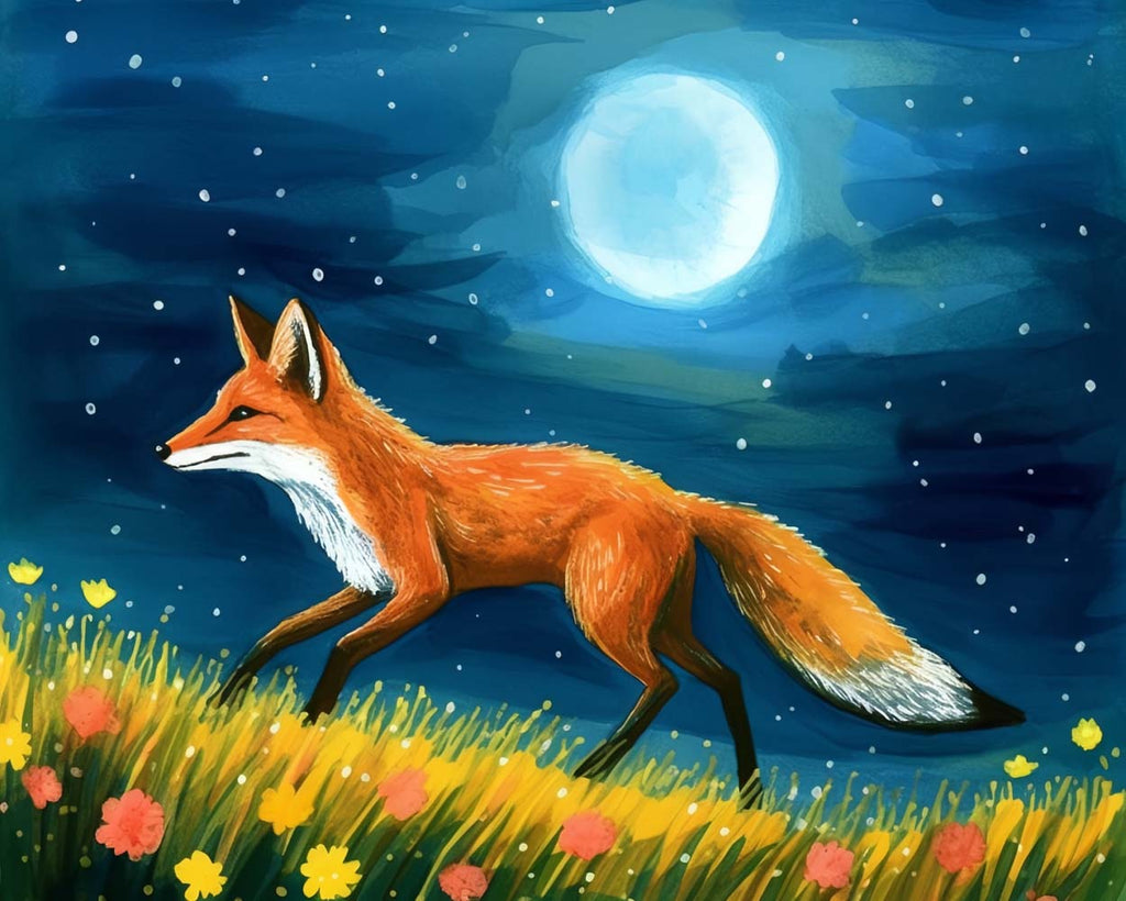 Fox and Moon Paint by Numbers