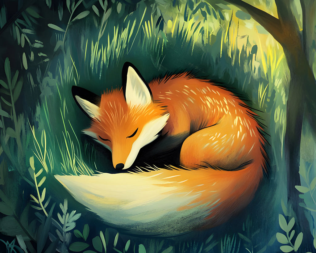 Fox Sleeping among the Grass Paint by Numbers