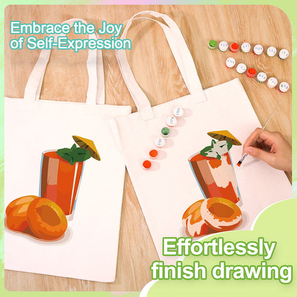 Fresh Fruit Juice Canvas Tote Bag Paint by Numbers