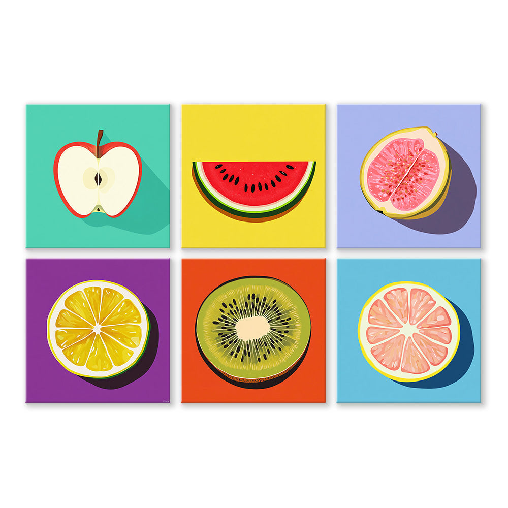 Fresh Fruits 6 Pieces Mini Paint by Numbers