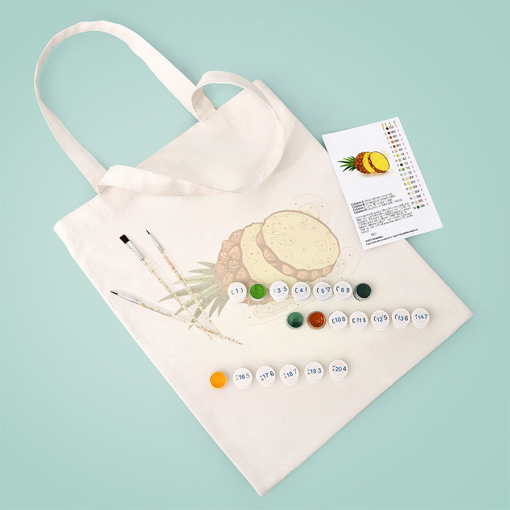 Fresh Pineapple Canvas Tote Bag Paint by Numbers
