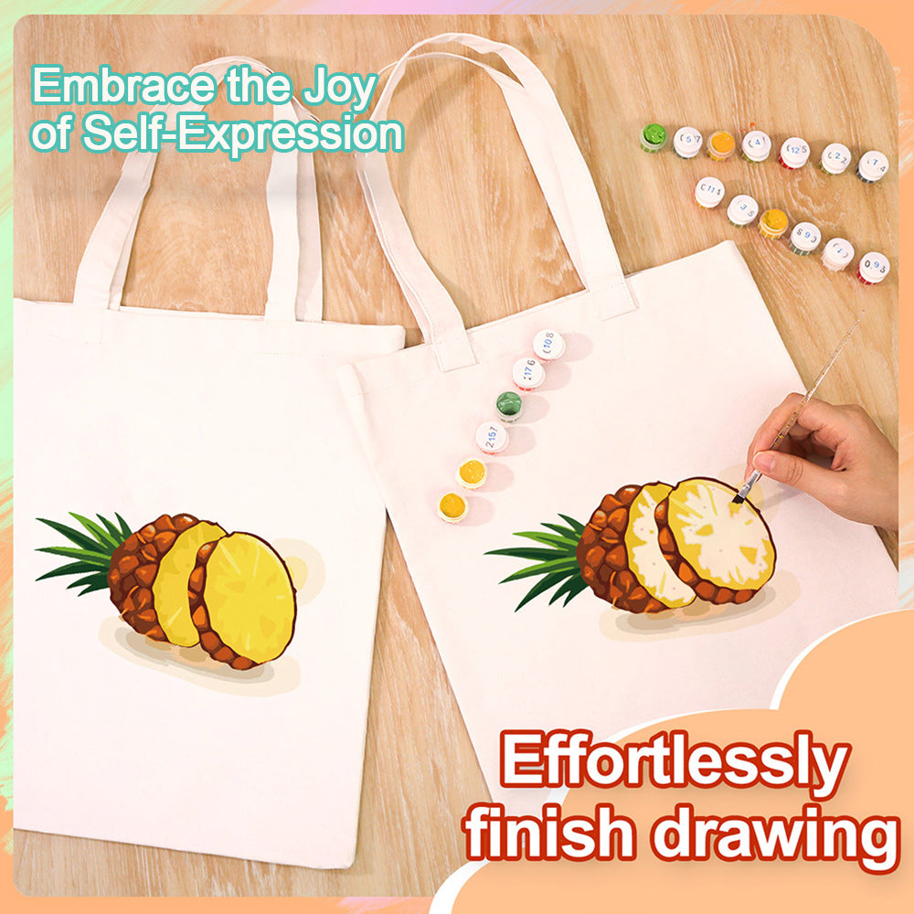 Fresh Pineapple Canvas Tote Bag Paint by Numbers
