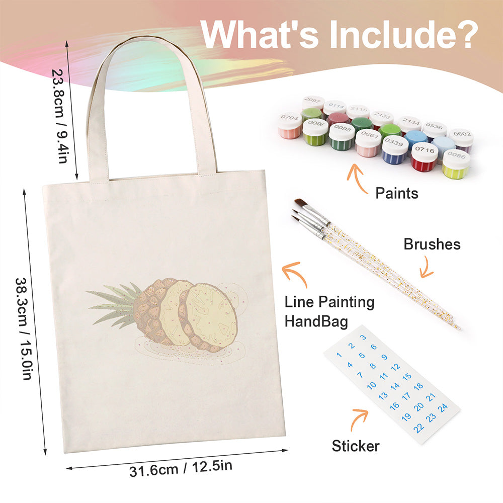 Fresh Pineapple Canvas Tote Bag Paint by Numbers