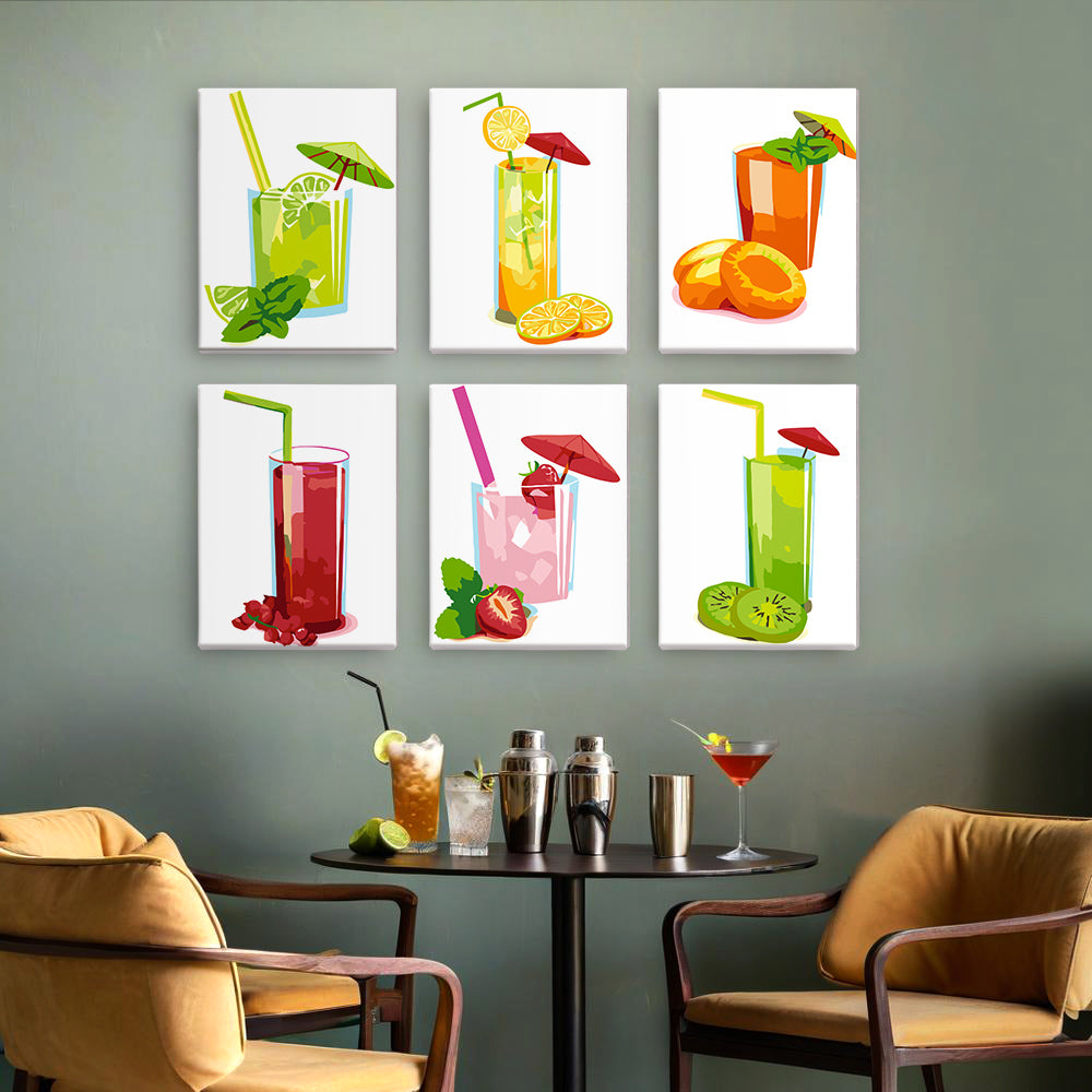 Freshly Squeezed Fruit Juice 6 Pieces Mini Paint by Numbers