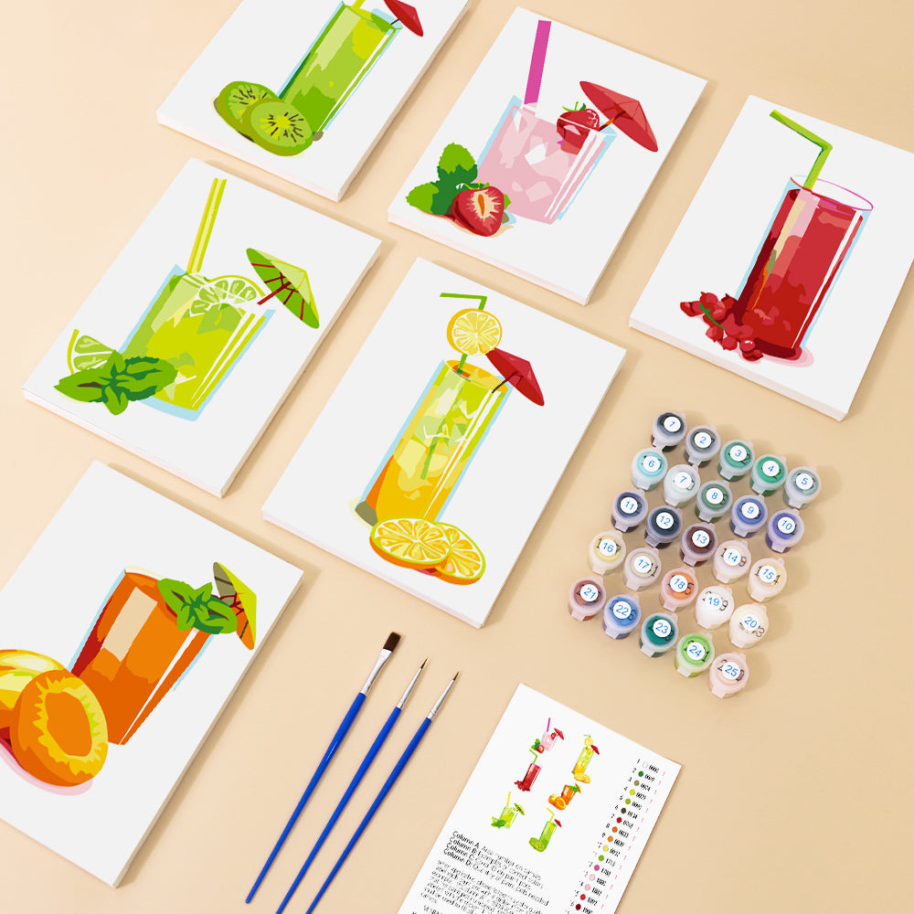 Freshly Squeezed Fruit Juice 6 Pieces Mini Paint by Numbers