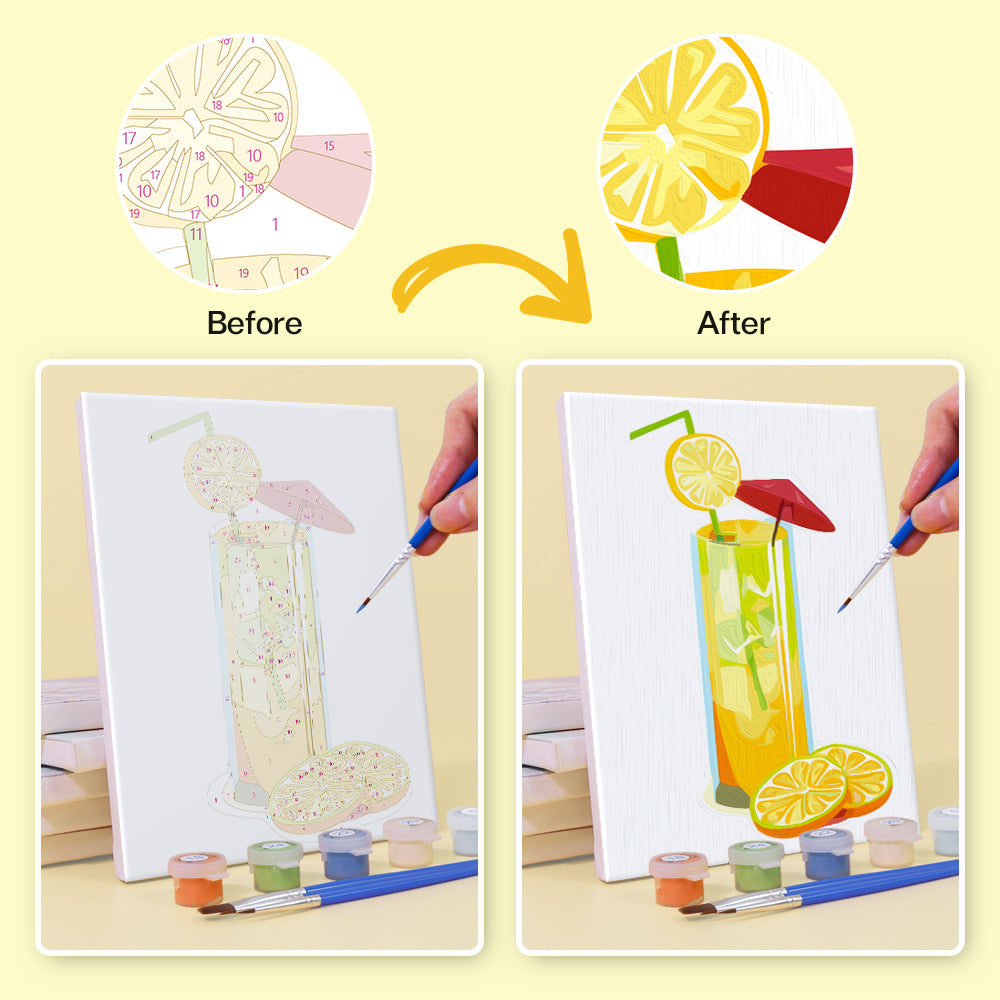 Freshly Squeezed Fruit Juice 6 Pieces Mini Paint by Numbers