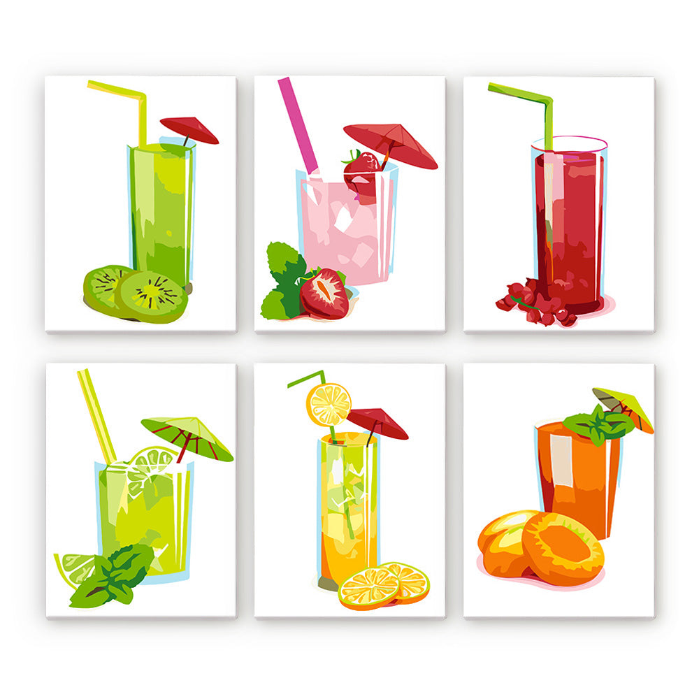 Freshly Squeezed Fruit Juice 6 Pieces Mini Paint by Numbers