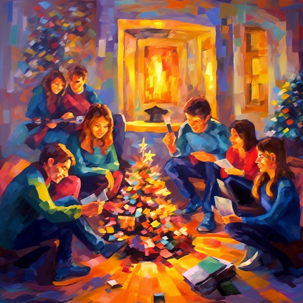 Friends Gathered for Christmas Paint by Numbers