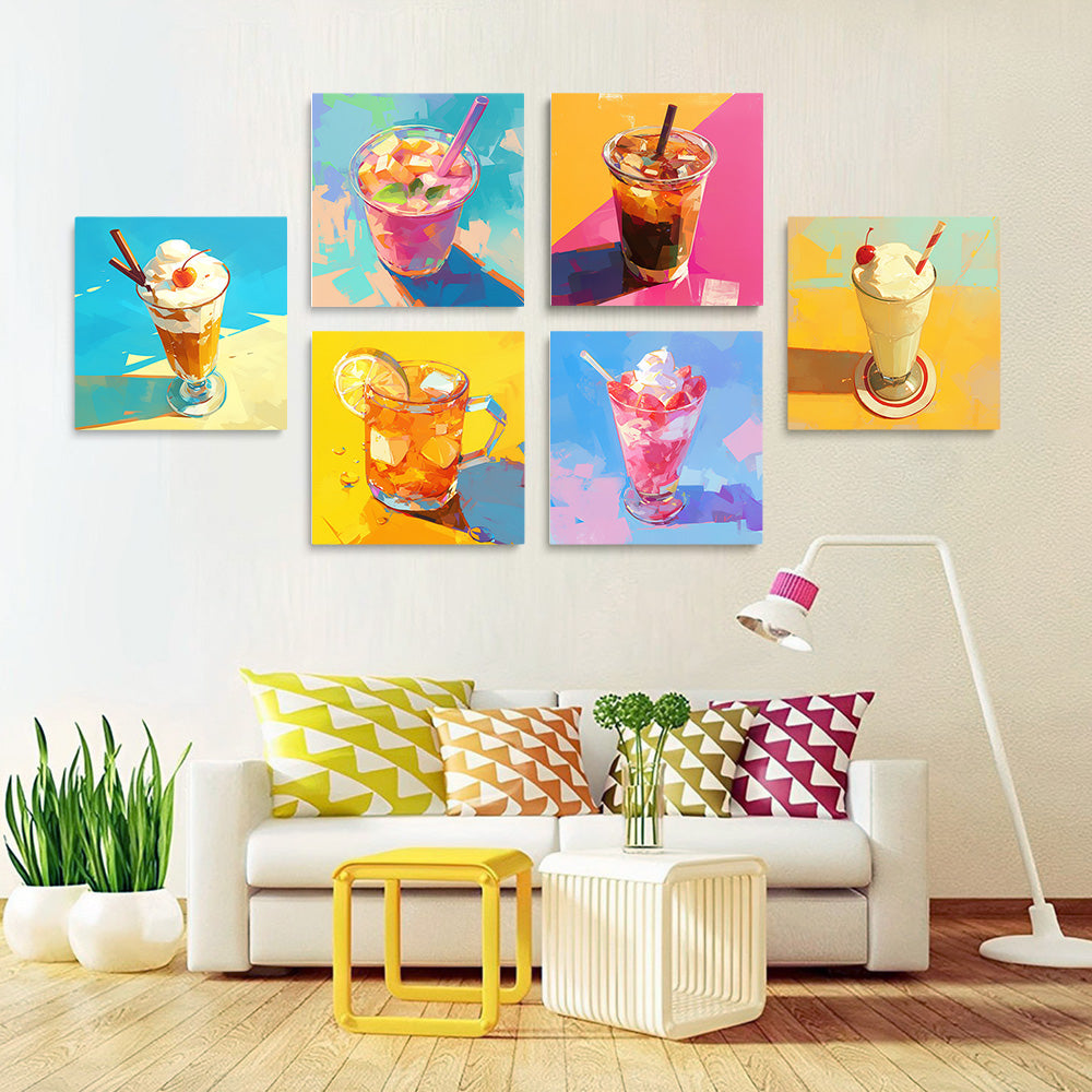 Fruit Ice Cream in Cups 6 Pieces Mini Paint by Numbers