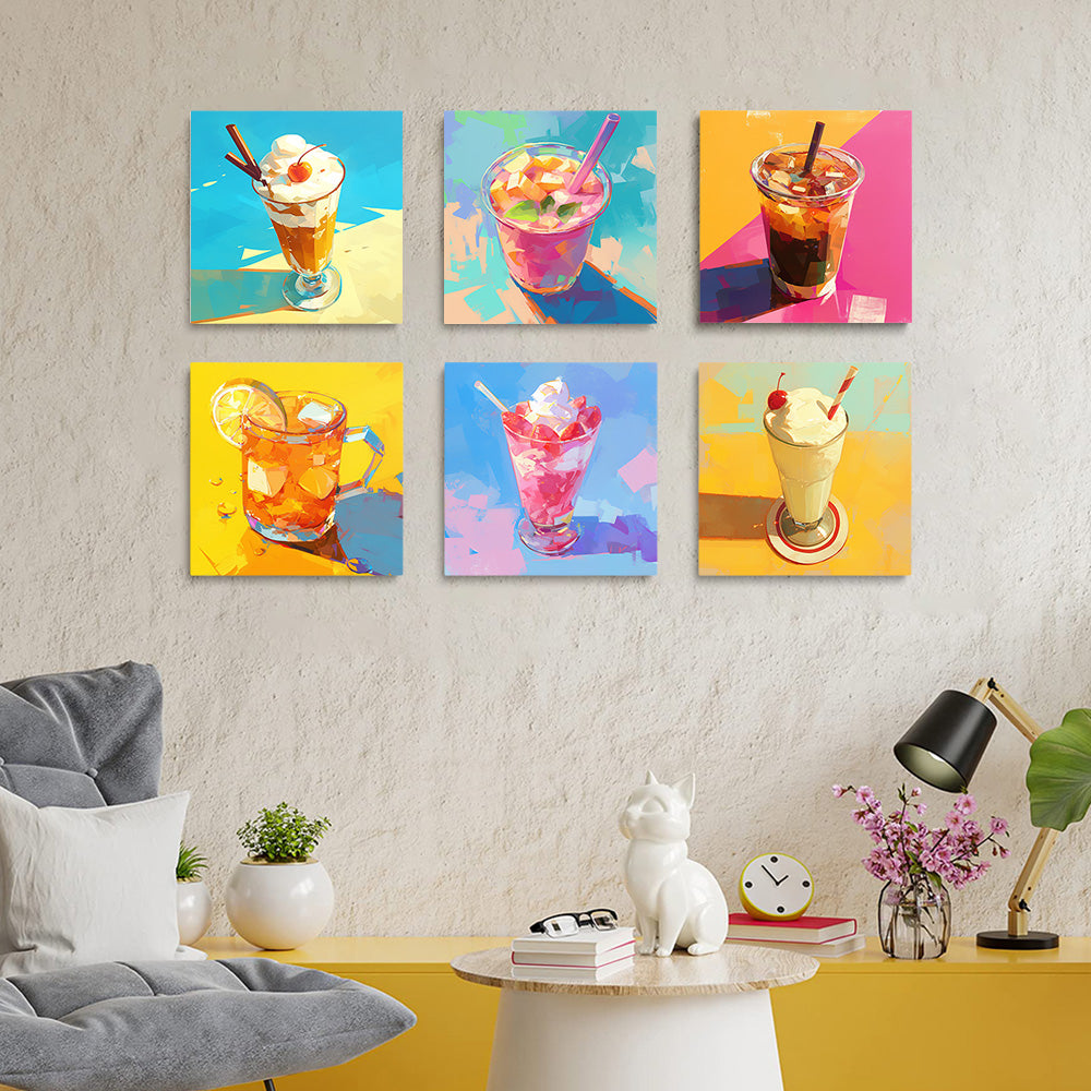 Fruit Ice Cream in Cups 6 Pieces Mini Paint by Numbers