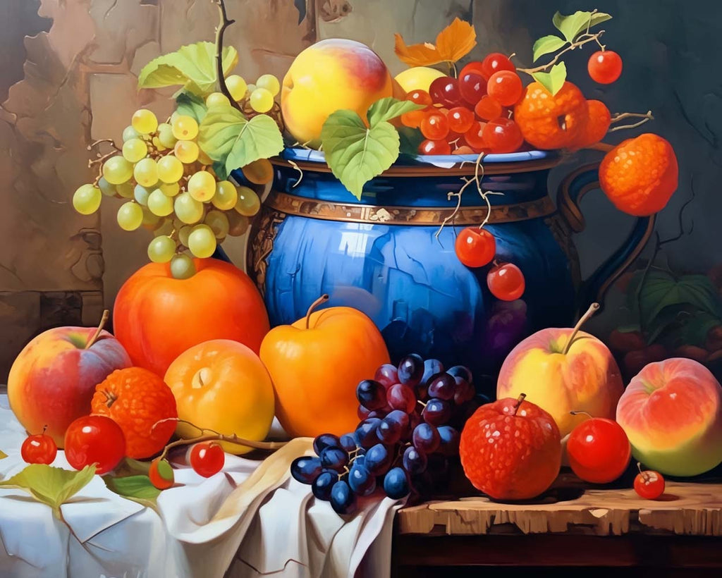 Fruits and Blue Jar Paint by Numbers