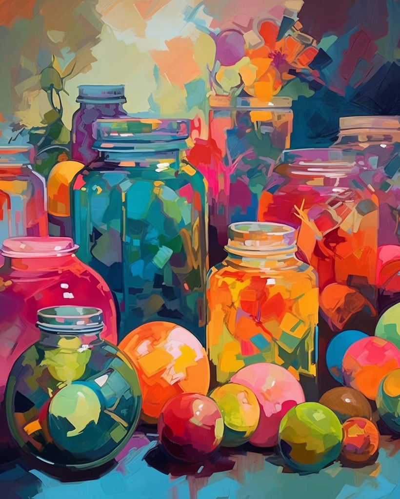 Fruits and Colorful Bottles Paint by Numbers