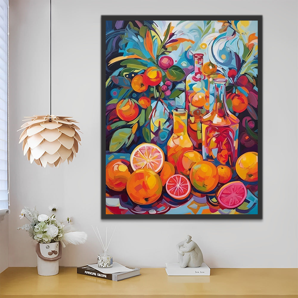 Fruits and Glass Bottles Paint by Numbers