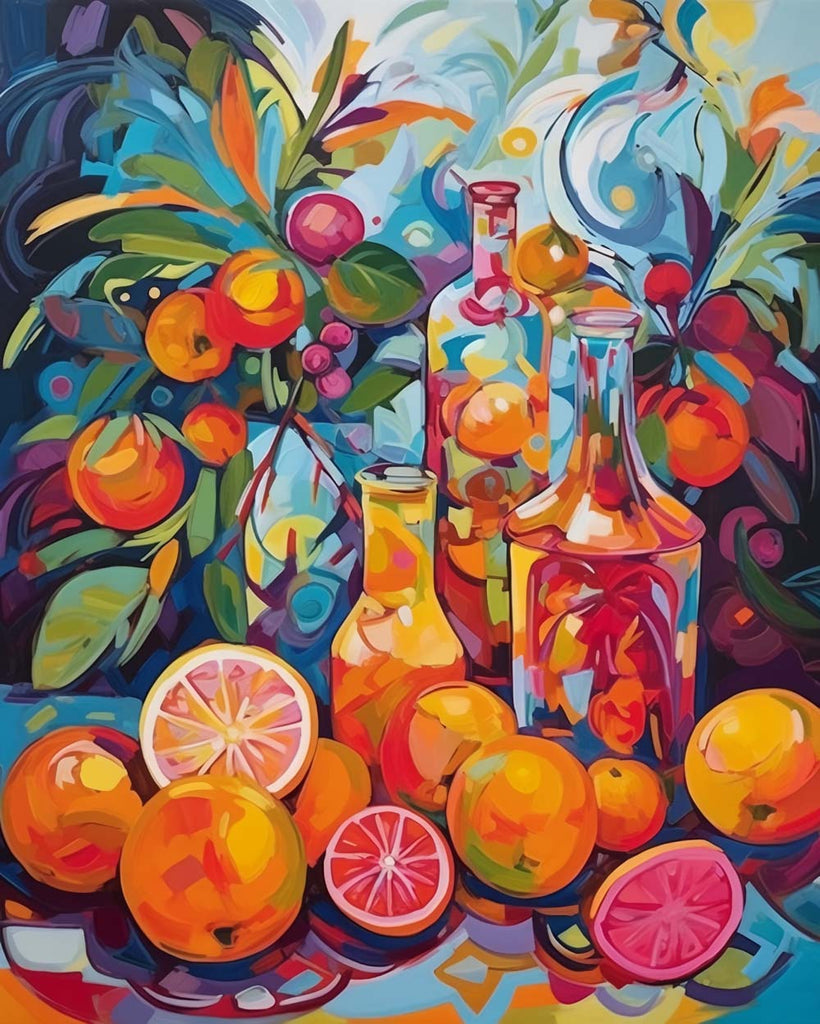 Fruits and Glass Bottles Paint by Numbers