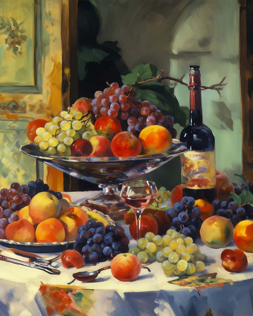 Fruits and Wine on the Table Paint by Numbers