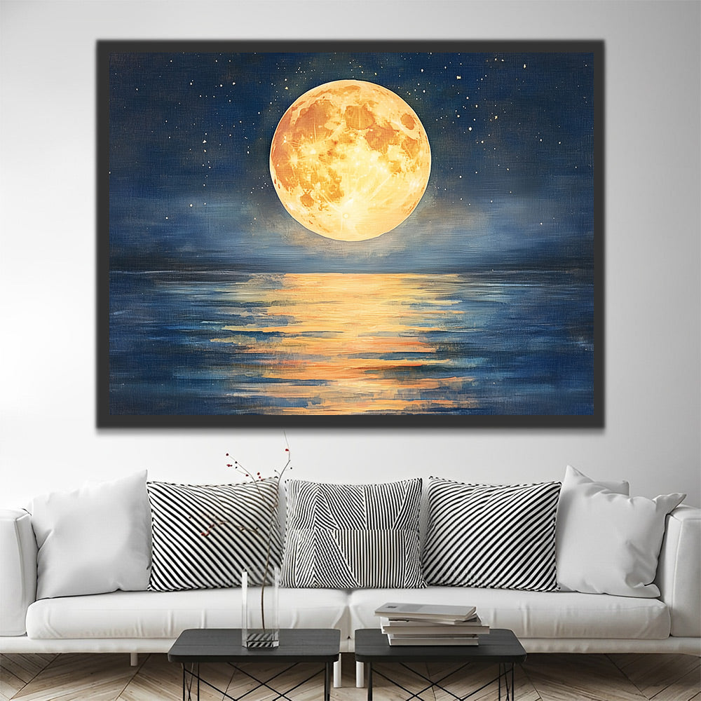 Full Moon on the Sea at Night Paint by Numbers