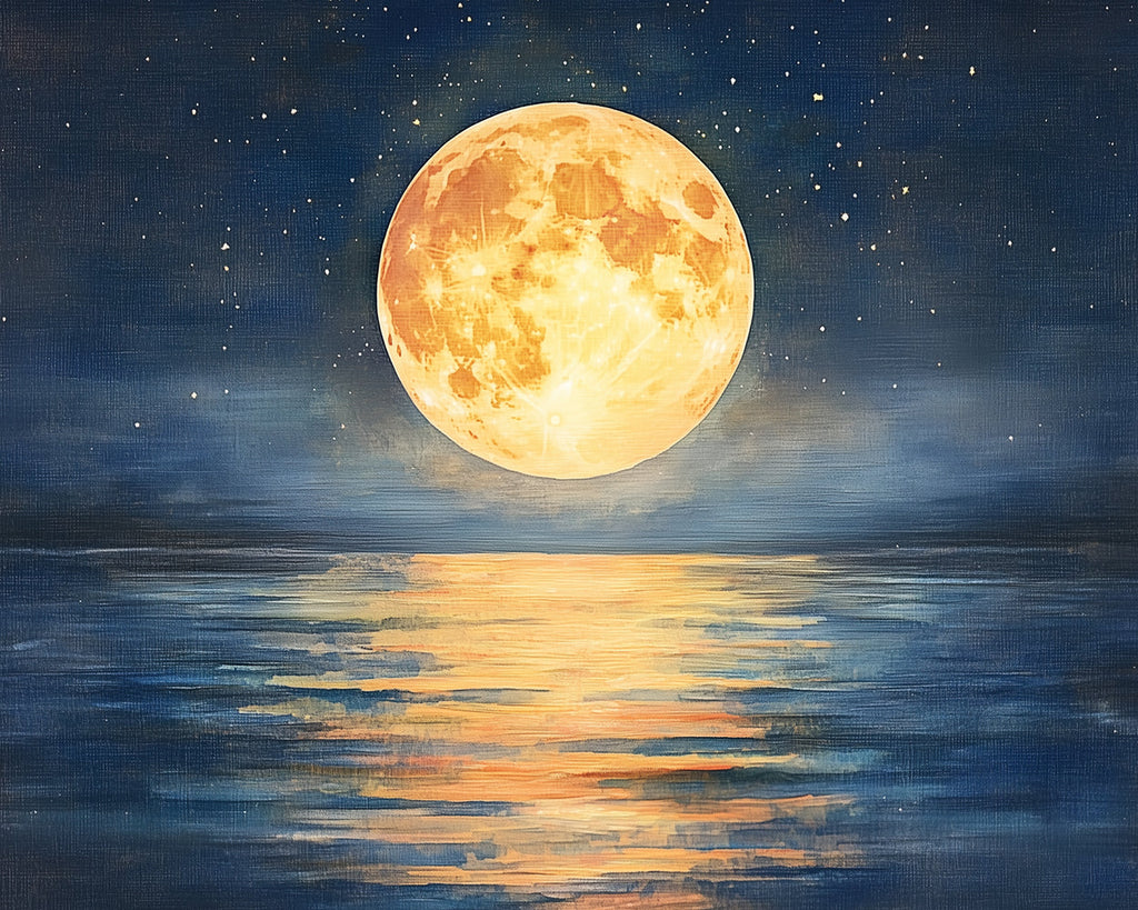 Full Moon on the Sea at Night Paint by Numbers