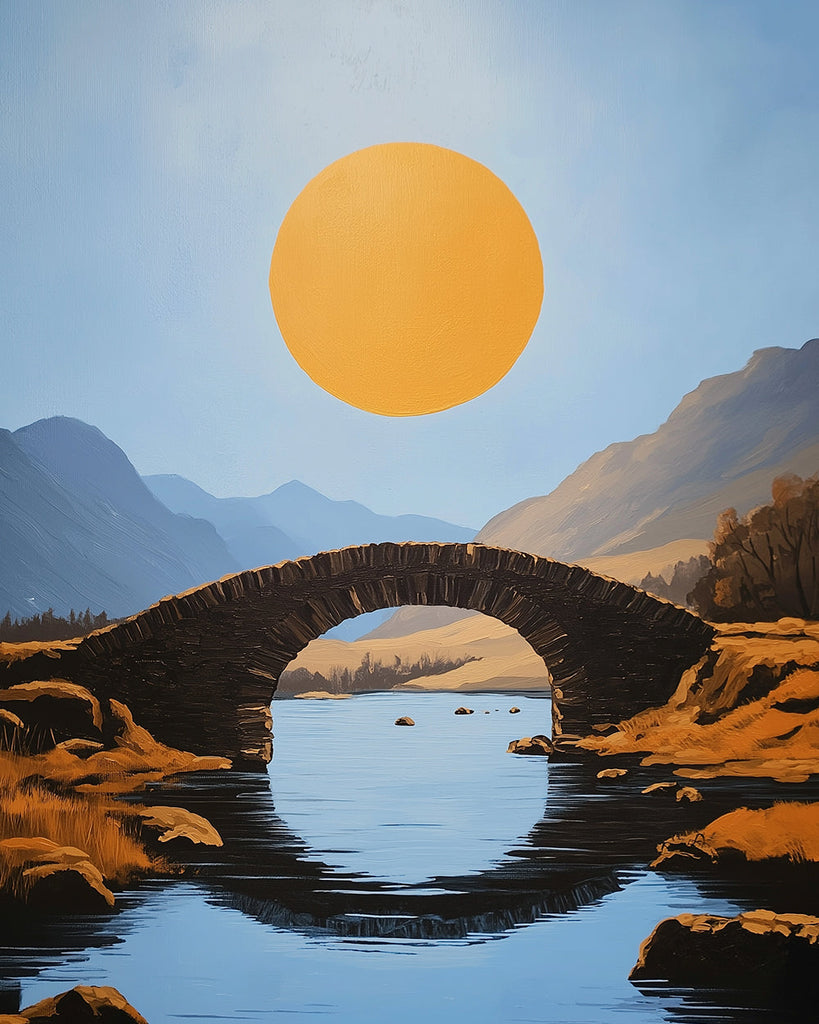 Full Moon Over Arch Bridge Paint by Numbers