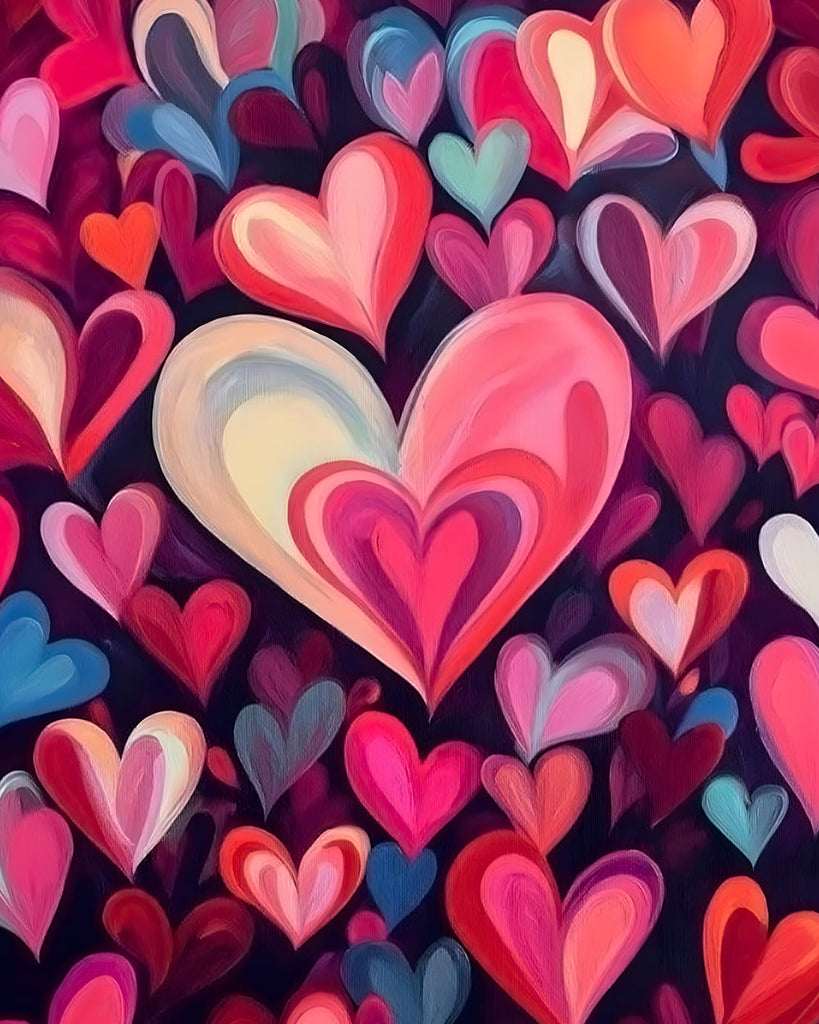 Full Screen Hearts Paint by Numbers